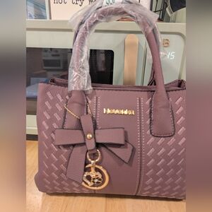 Nevenka Purple Structured Bow Accent Shoulder Bag NWOT